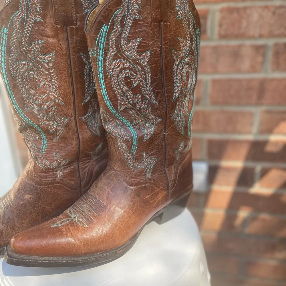 Old Gringo Women’s Brown Western Cowboy Boots with Turquoise Embroidery 6B - Picture 8 of 12